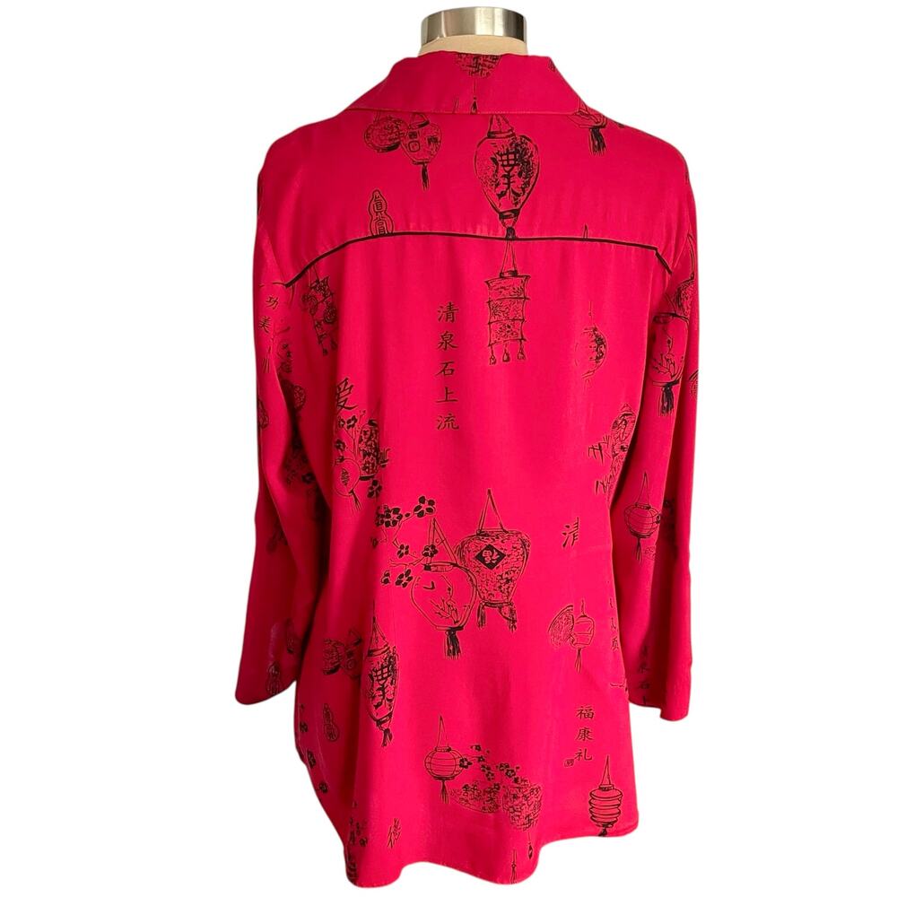 Soft Surroundings Hot Pink Asymmetrical Button-Front Blouse - Picture 3 of 11
